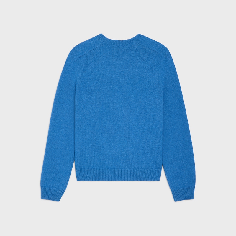 crewneck sweater IN WOOL AND CASHMERE - BLUE/WHITE -  - 1 | CELINE