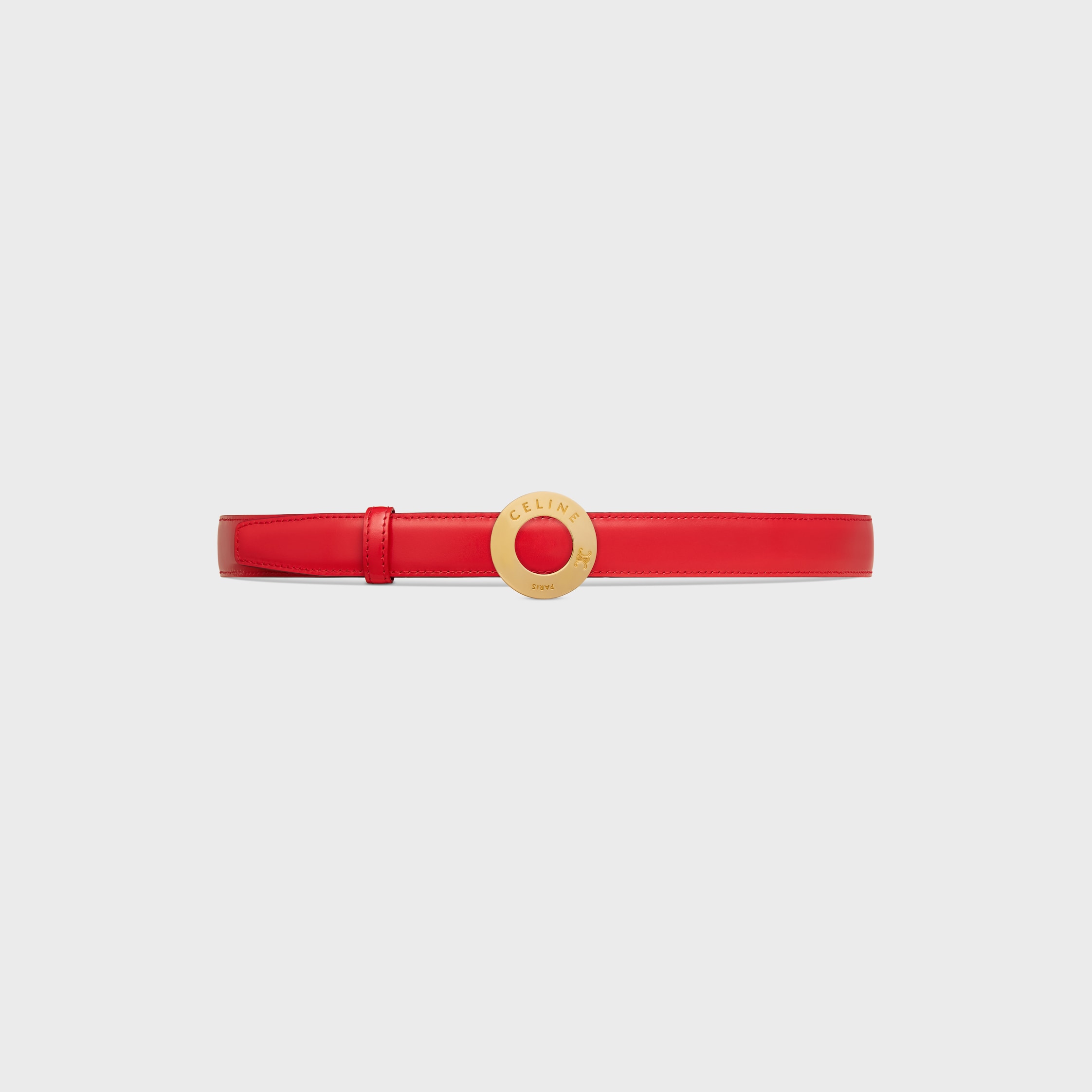 CELINE DISC BUCKLE & REVERSIBLE STRAP 25MM - SYRAH / ULTRA RED