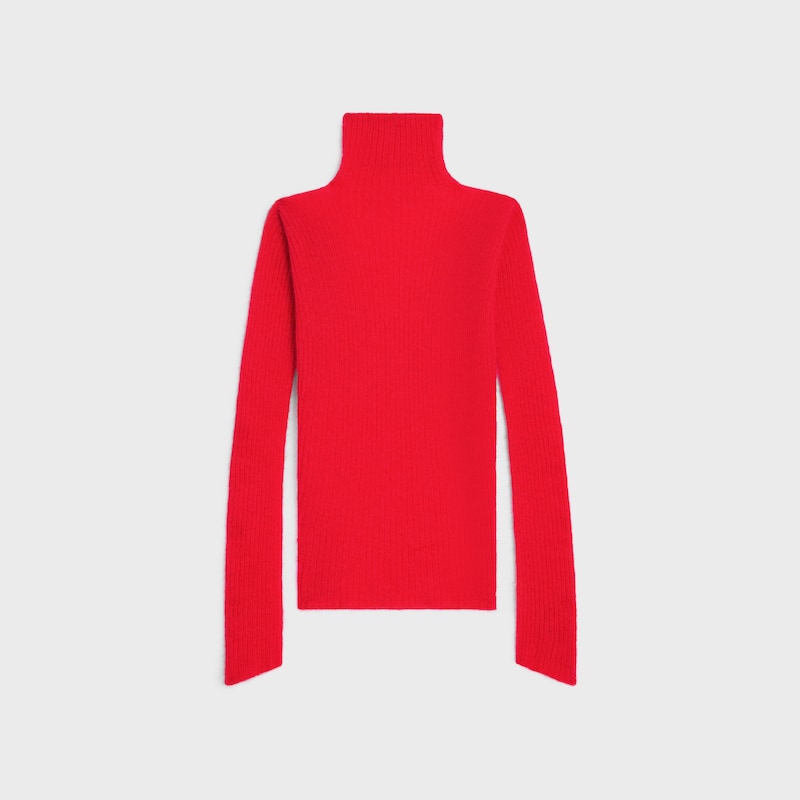 turtleneck sweater IN ribbed mohair and silk - BRIGHT RED -  - 1 | CELINE