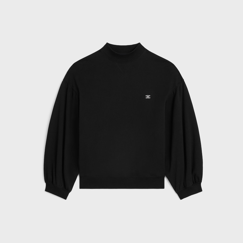 loose sweatshirt IN cotton fleece - BLACK / WHITE -  - 1 | CELINE