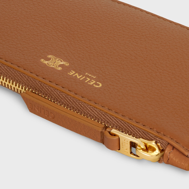 Portacarte lungo con zip in morbida pelle di vitello granata - CUOIO CHIARO / CREMA TENUE - NUOVO - 1 | CELINE