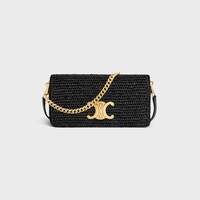 MULTIPOCHETTE IN RAFFIA - BLACK - WALLETS ON CHAIN - 1 | CELINE