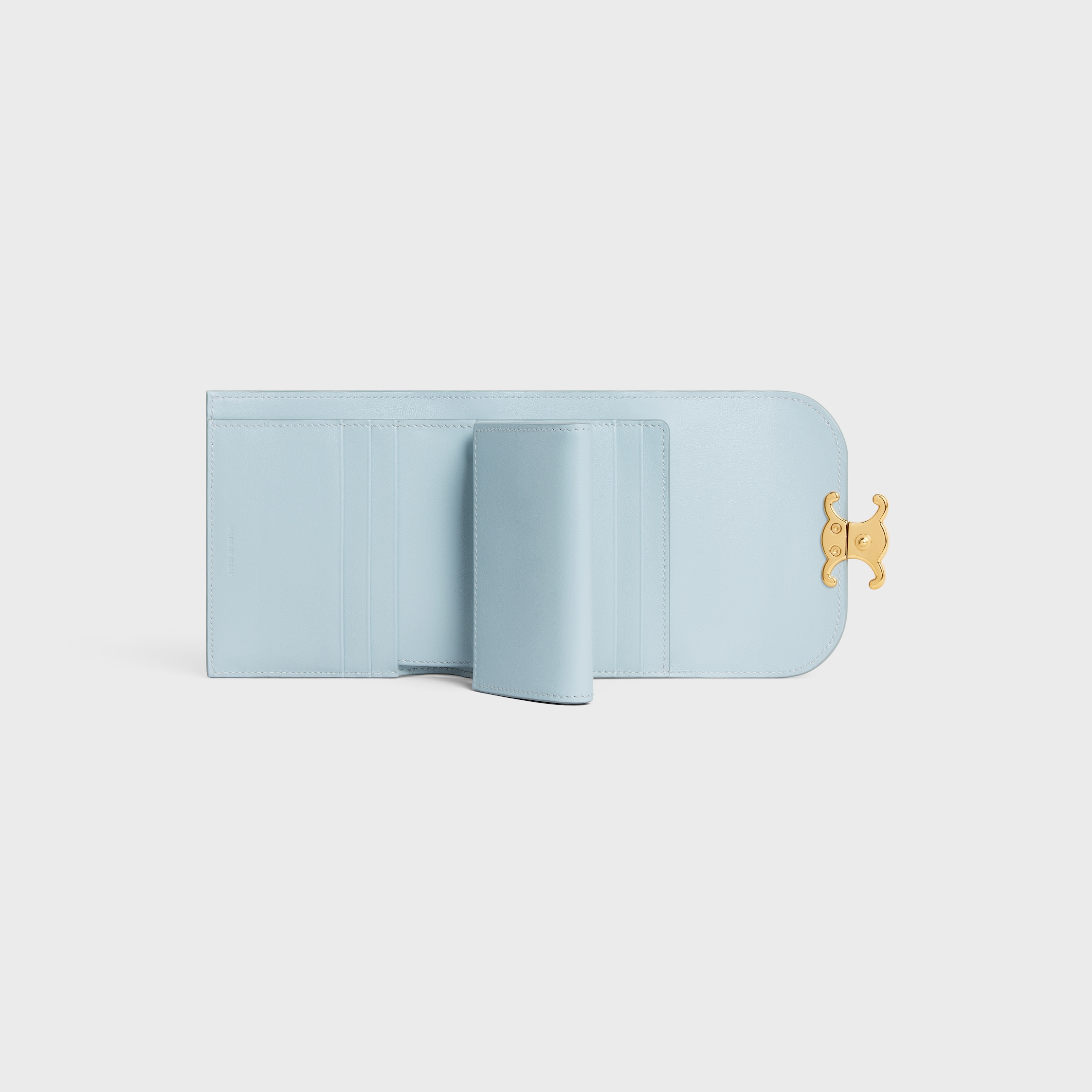 Small Flap Wallet TRIOMPHE in Shiny calfskin - ICE BLUE | CELINE