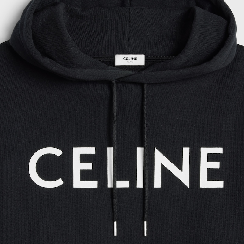 CELINE LOOSE HOODIE IN COTTON FLEECE - BLACK / WHITE -  - 1 | CELINE