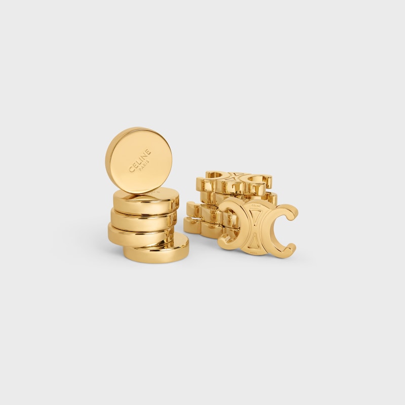 牛皮革和黄铜井字棋 - 棕黄色 - 家居 - 1 | CELINE