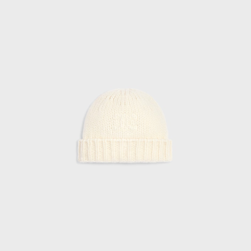 triomphe beanie IN cashmere and silk - OFF WHITE -  - 1 | CELINE