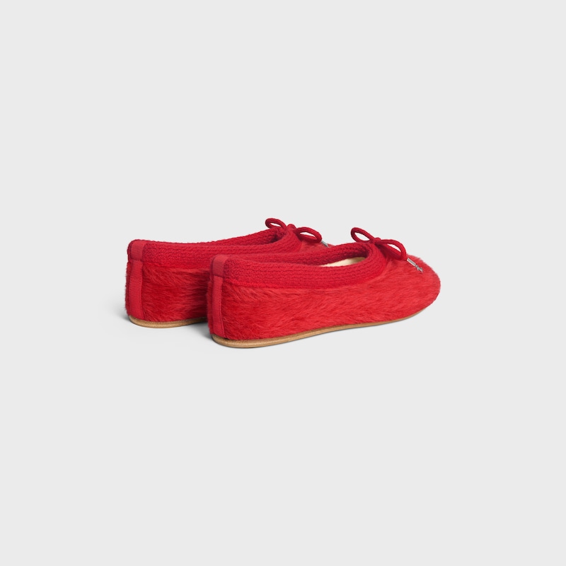 CELINE ABBY BALLERINA IN Alpaca Wool Fabric - RED -  - 1 | CELINE
