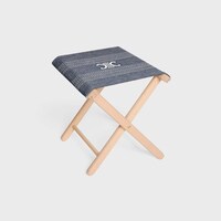 BEACH STOOL IN WOOD AND JACQUARD TEXTILE - BLUE / BEIGE - HOME - 2 | CELINE