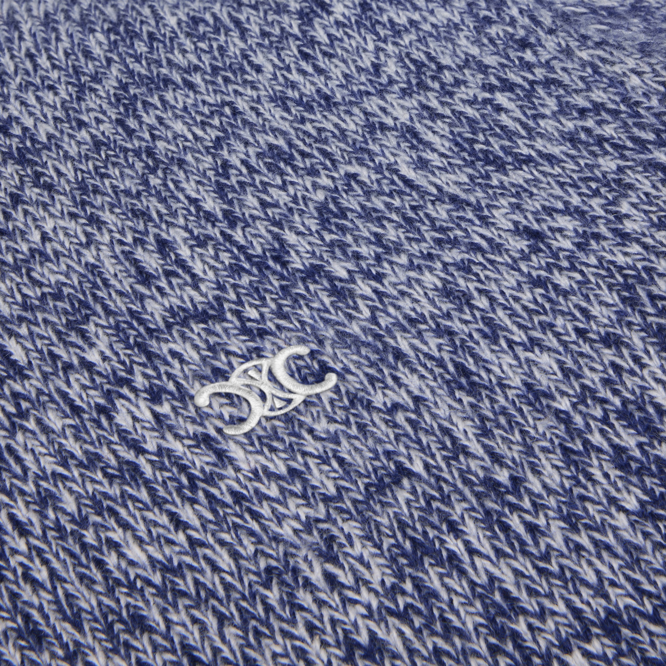 CREWNECK SWEATER IN WOOL AND CASHMERE - BLUE/WHITE | CELINE