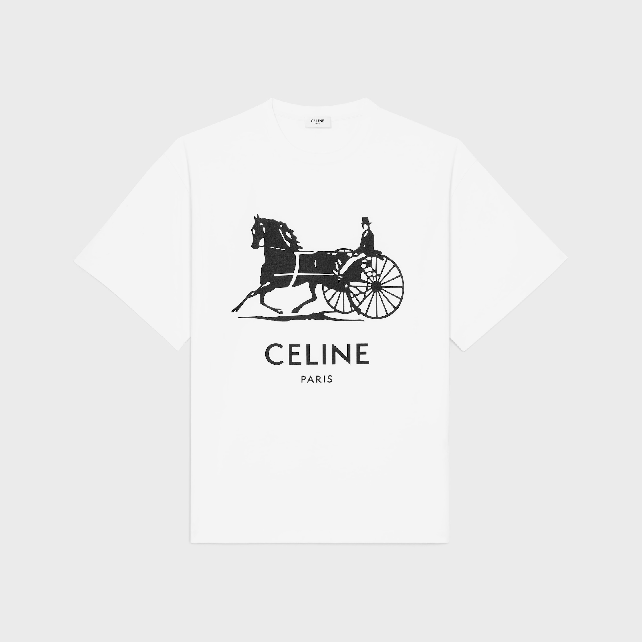 T-SHIRT IN COTTON JERSEY - OPTIC WHITE / BLACK | CELINE