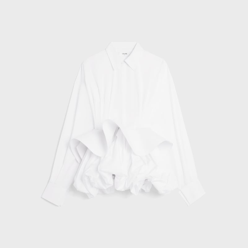 shirt dress IN cotton poplin - WHITE -  - 1 | CELINE