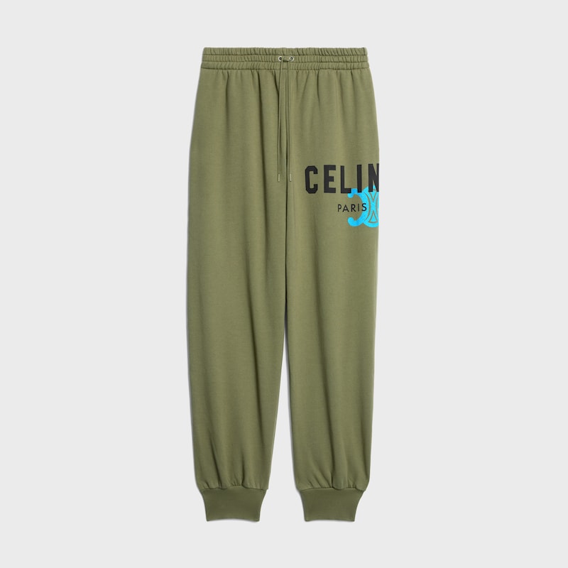 Pantalones de ch&aacute;ndal en felpa de algod&oacute;n - VERDE OLIVA / NEGRO / AZUL -  - 1 | CELINE