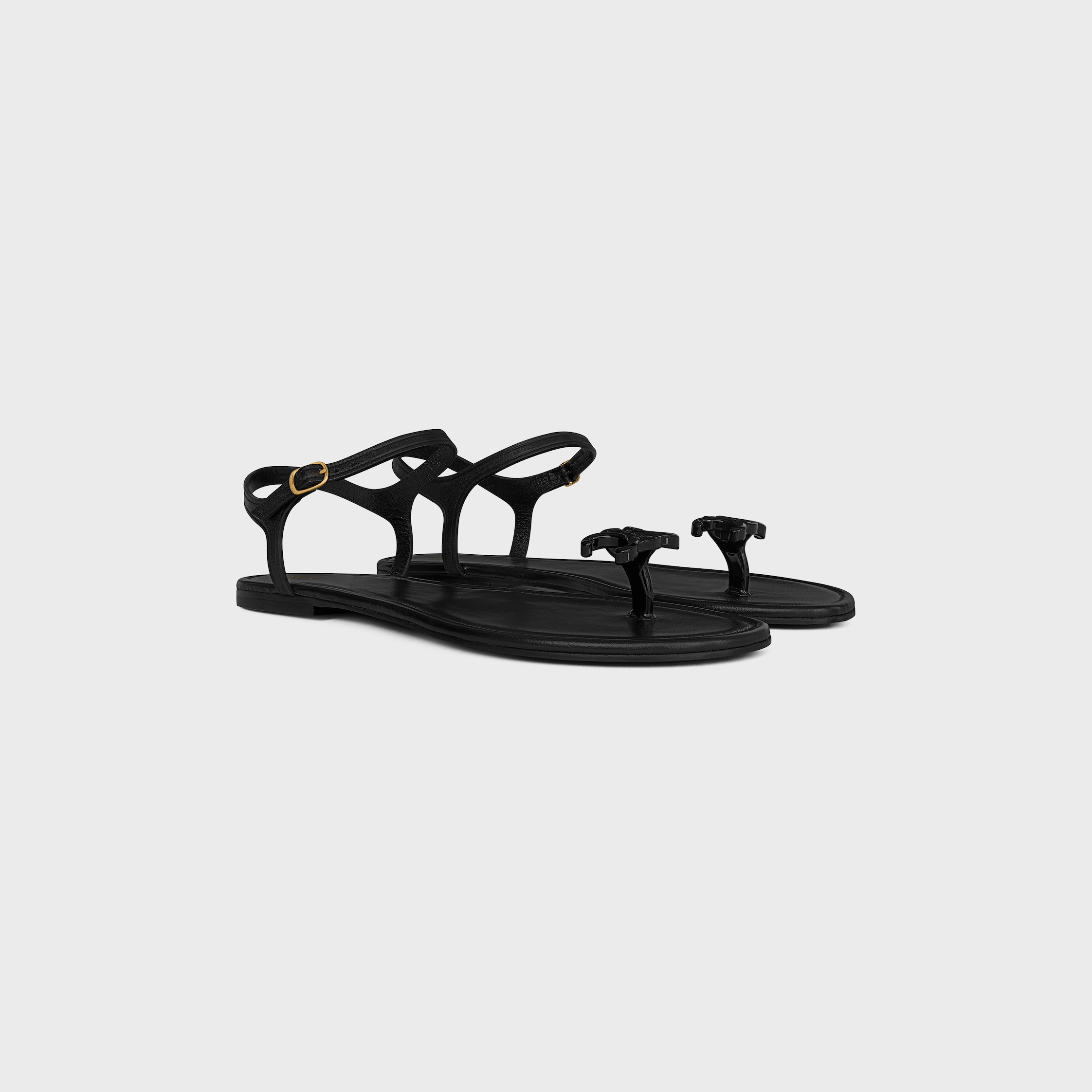 BAY - TRIOMPHE THONG SANDAL IN SUPPLE CALFSKIN - BLACK | CELINE