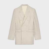 camden jacket in striped wool gabardine - VANILLE/NOIR -  - 1 | CELINE