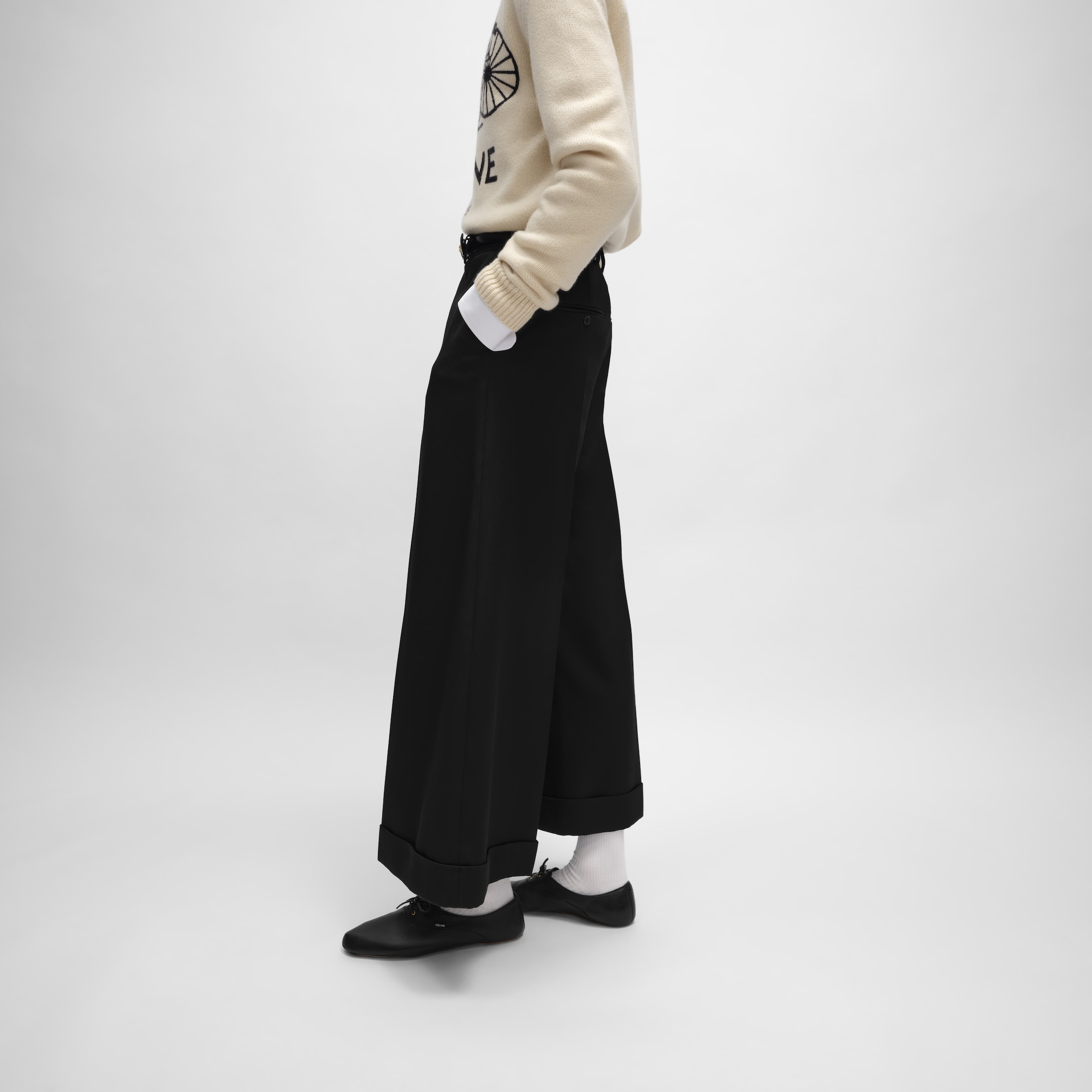 CELINE　セリーヌ ロングスカート ウール ブラック 40　クリーニング済 サルキーチェーン スカート ウール ブラック ゴールド セリーヌ – RECLO