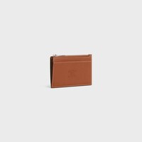 Triomphe壓花天然牛皮革拉鍊卡片套 - 黃褐色 - GIFT FINDER - 2 | CELINE