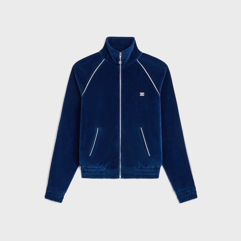 triomphe tracksuit jacket in velvet jersey - NAVY CHINA/ ECRU -  - 1 | CELINE
