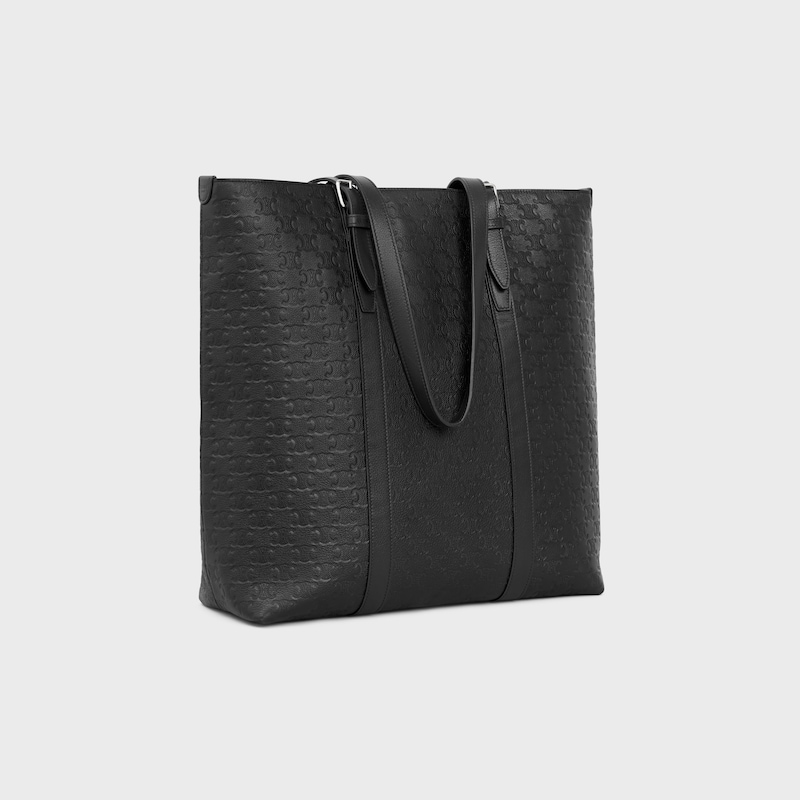 CABAS WITH BUCKLE in Calfskin with triomphe embossed - BLACK - CABAS - 1 | CELINE