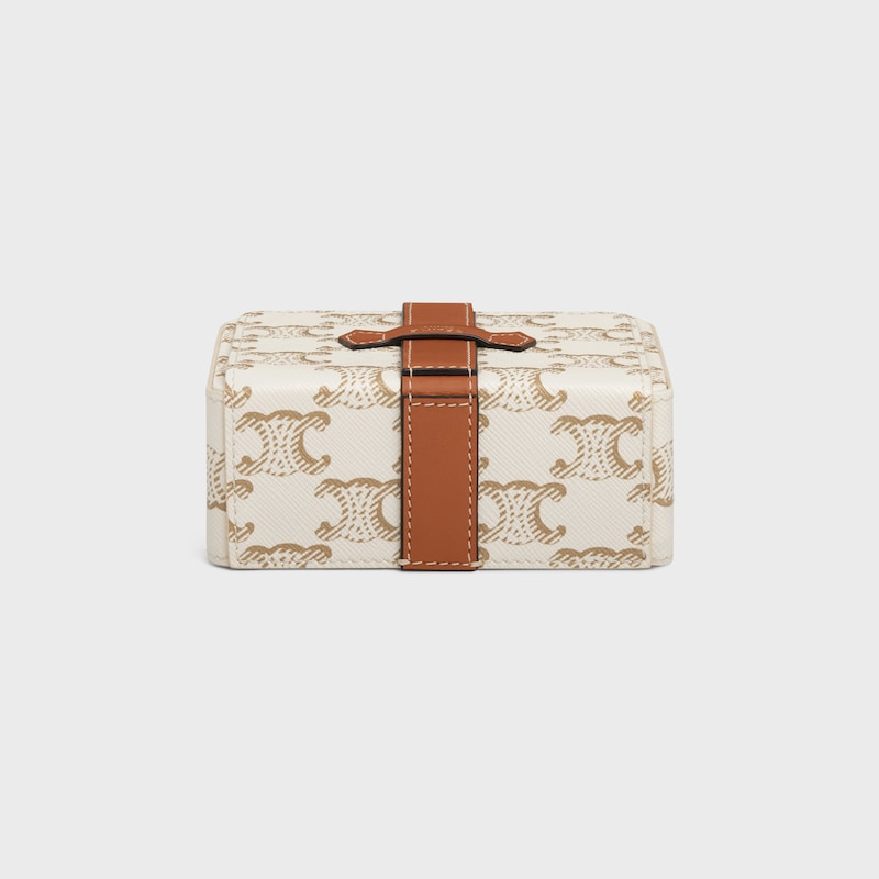 Small Jewels Case in Triomphe Canvas and Calfskin - WHITE - TRAVEL - 1 | CELINE