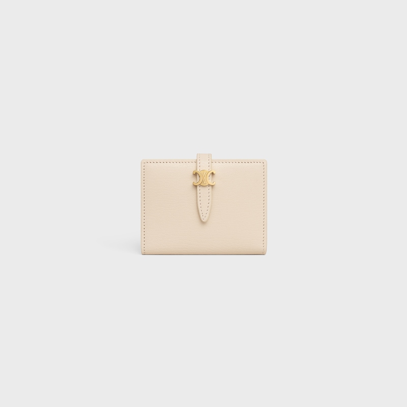 BI-FOLD CARD HOLDER TRIOMPHE PONTET IN GOATSKIN - CREAM - NEW - 1 | CELINE