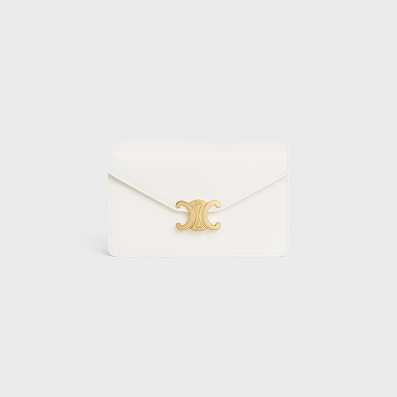 WALLET ON CHAIN MARGO in Shiny calfskin - WHITE - MORE LINES - 1 | CELINE