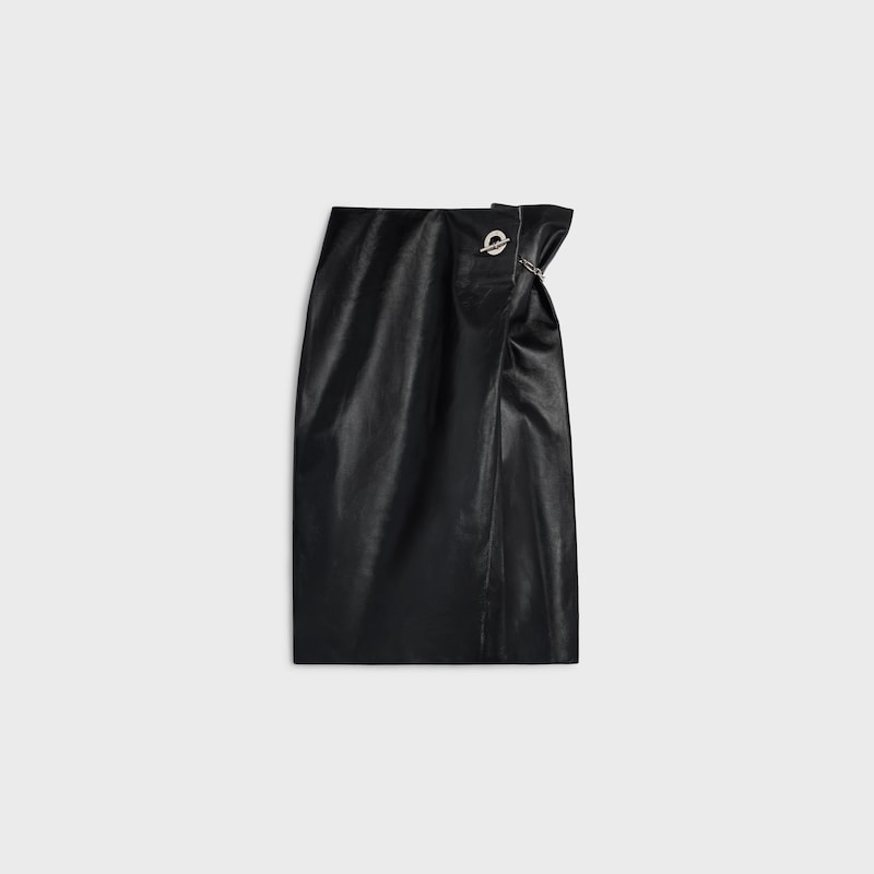 midi skirt IN calfskin - BLACK -  - 1 | CELINE