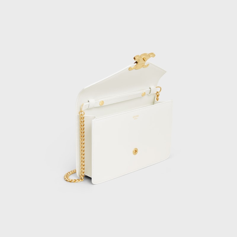 WALLET ON CHAIN MARGO in Shiny calfskin - WHITE - MORE LINES - 1 | CELINE