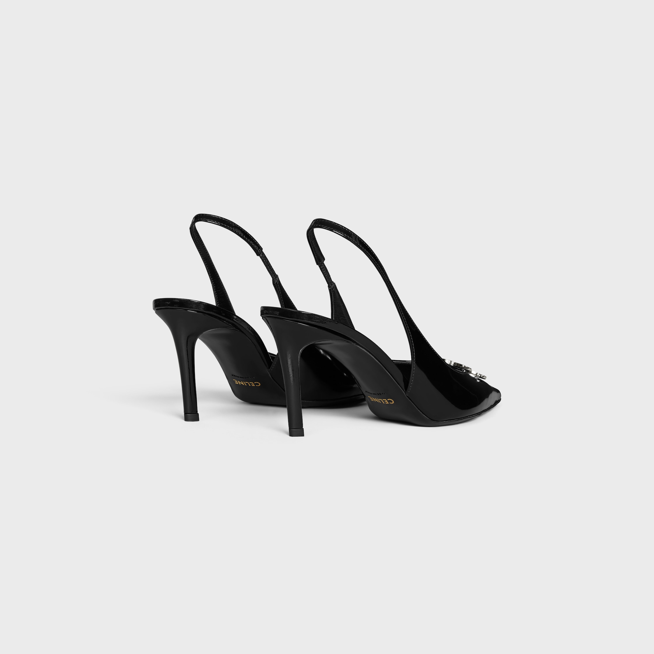 CELINE ALMA TRIOMPHE SLINGBACK IN GLOSSY CALFSKIN - BLACK