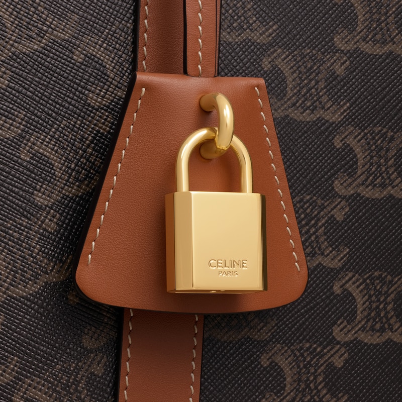 LARGE CABAS IN Triomphe canvas and calfskin - TAN - TRIOMPHE CANVAS - 1 | CELINE