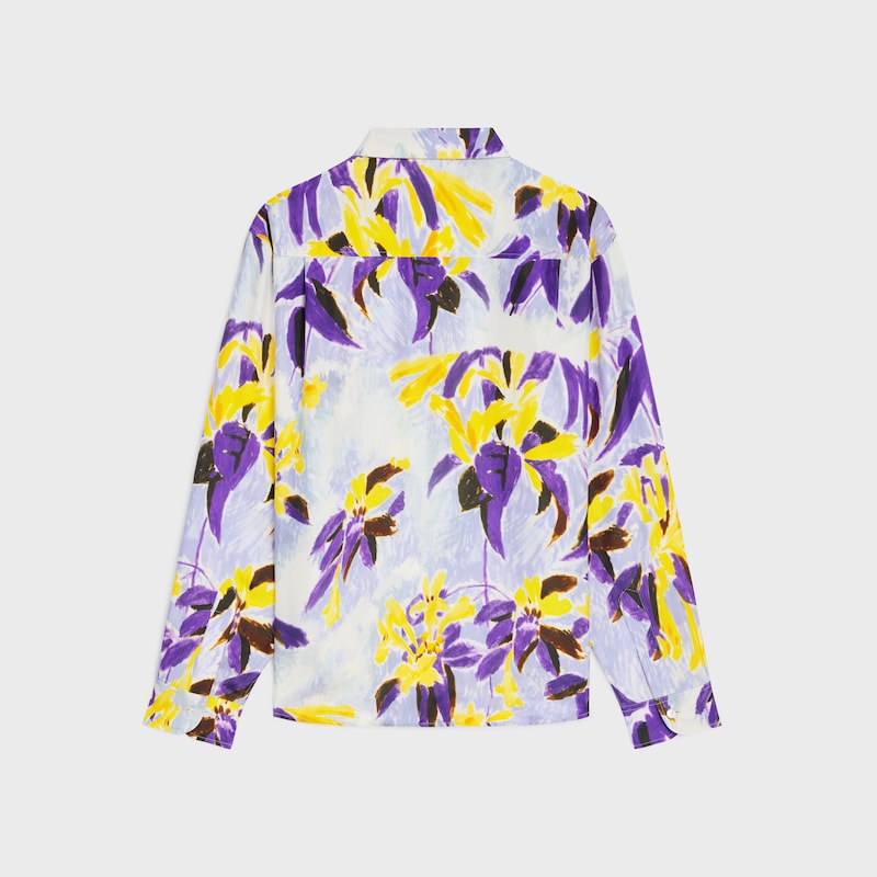relaxed shirt IN silk twill - CREAM/PURPLE/YELLOW -  - 1 | CELINE