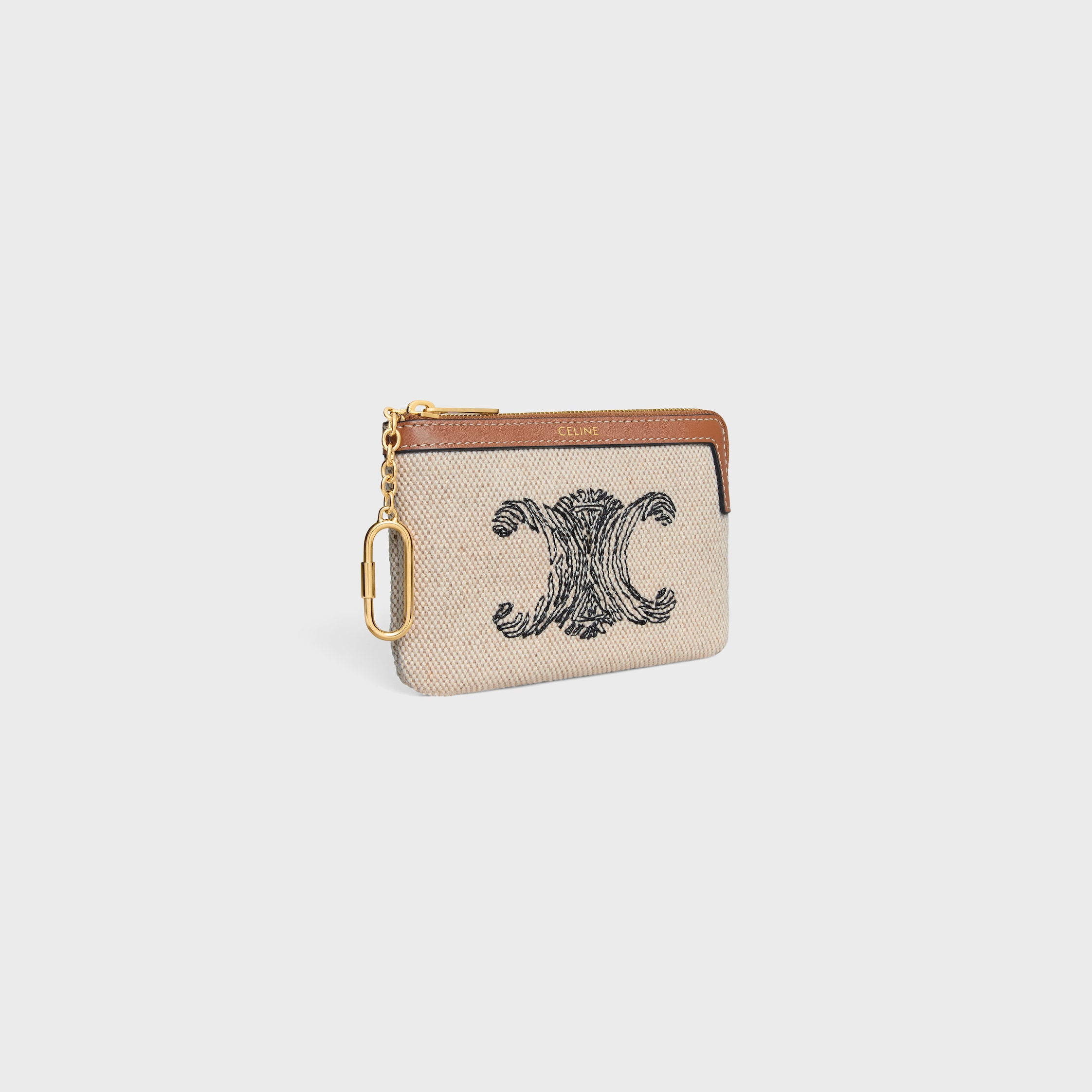ポーチ COIN AND CARD POUCH IN TARTAN WITH TRIOMPHE EMBROIDERY COIN AND CARD POUCH IN TARTAN WITH TRIOMPHE EMBROIDERY