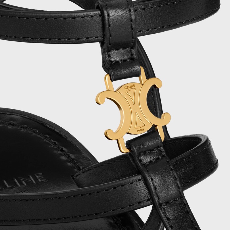CELINE - CLEA TRIOMPHE STRAPPY SANDAL IN CALFSKIN - VEGETAL TANNING - BLACK -  - 1 | CELINE