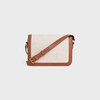 Classique Triomphe Bag in TEXTILE WITH TRIOMPHE CROCHET EMBROIDERY - NATURAL / TAN - TRIOMPHE - 3 | CELINE