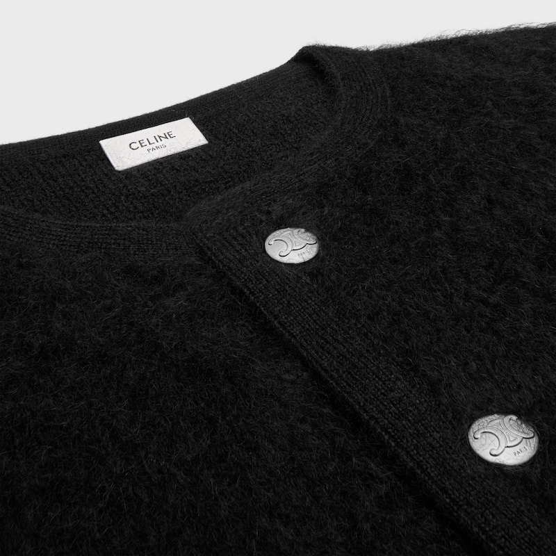 Cardigan in mohair spazzolato - NERO -  - 1 | CELINE