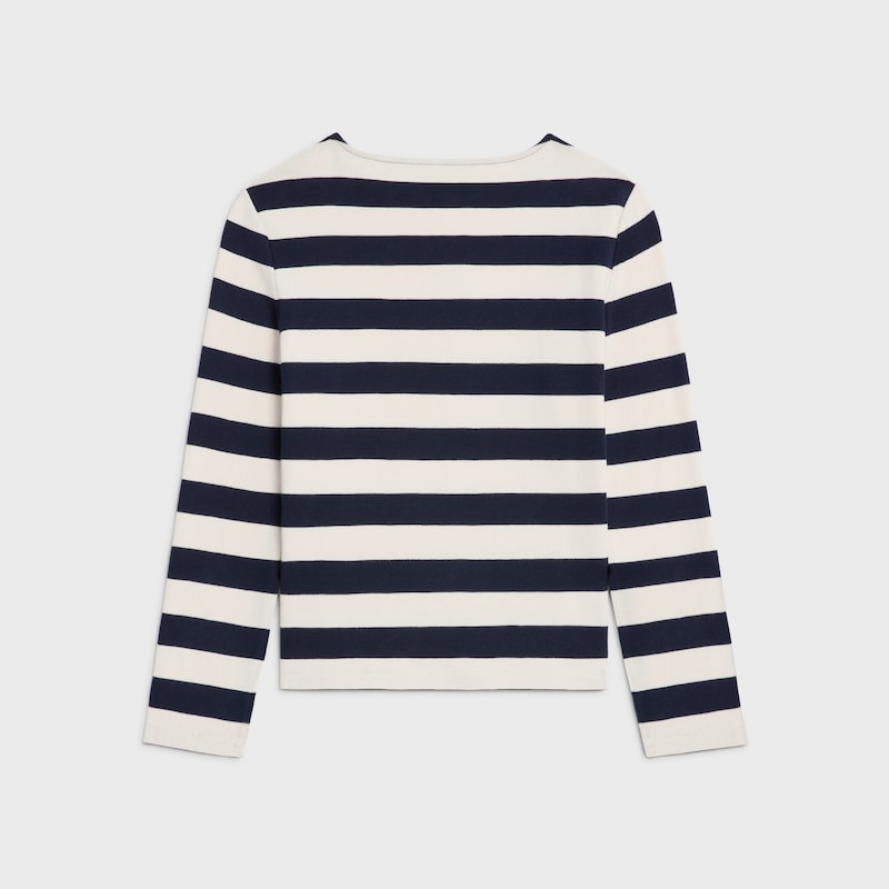 t-shirt triomphe marini&egrave;re jersey coton - NAVY / CREAM -  - 1 | CELINE