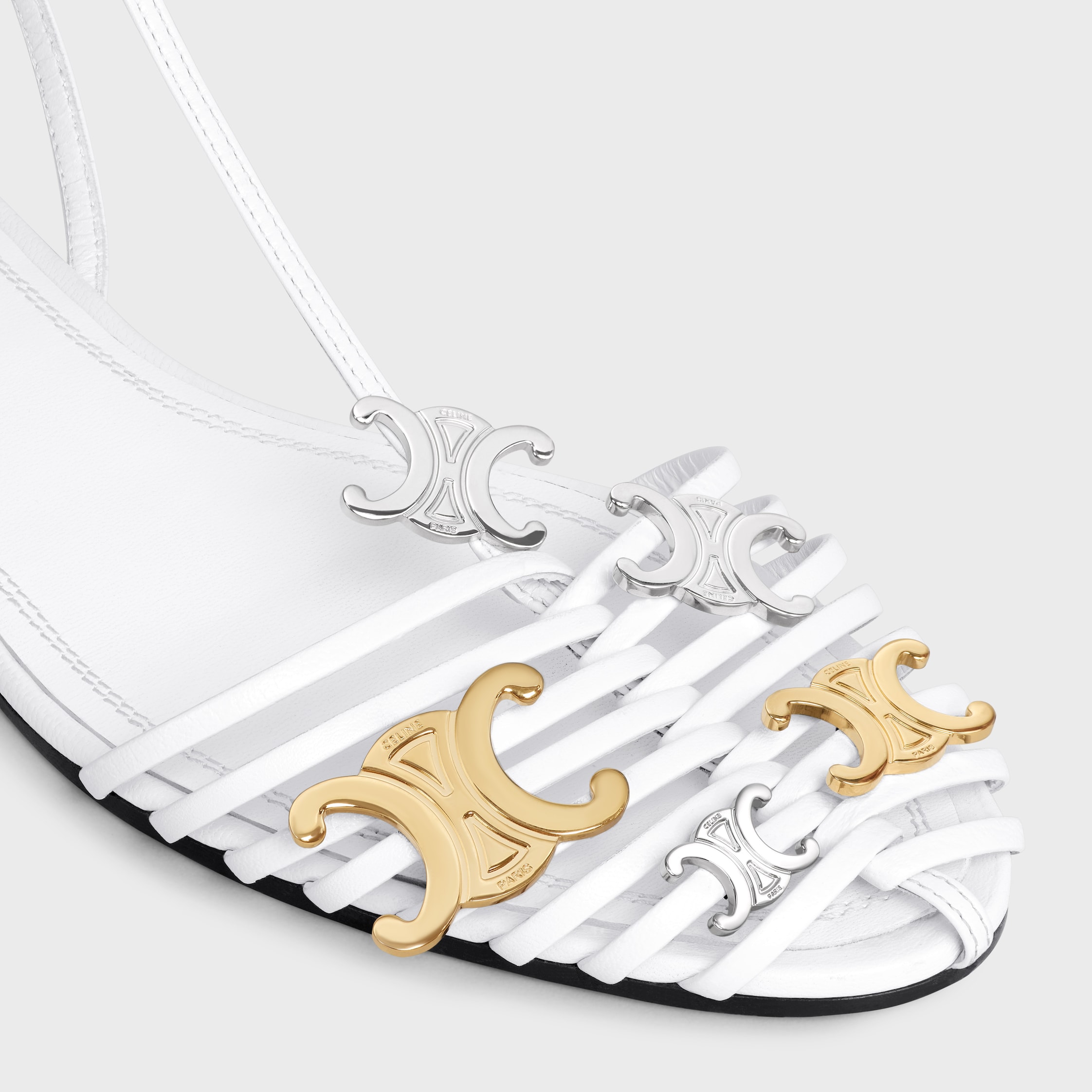 CAGE FLAT SANDAL IN GOATSKIN - WHITE | CELINE
