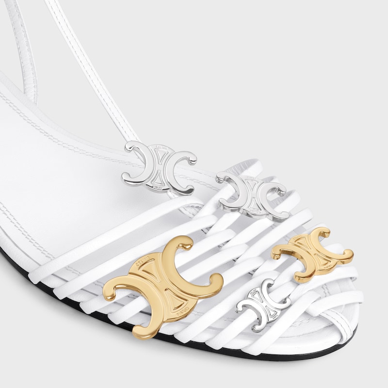 CAGE FLAT SANDAL IN GOATSKIN - WHITE -  - 1 | CELINE
