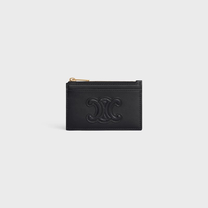 Zipped Card Holder Cuir Triomphe IN SHINY CALFSKIN - BLACK - GIFT FINDER - 1 | CELINE