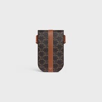 Phone Pouch with flap IN Triomphe Canvas and Calfskin - TAN - GIFTS FOR HIM - 1 | CELINE
