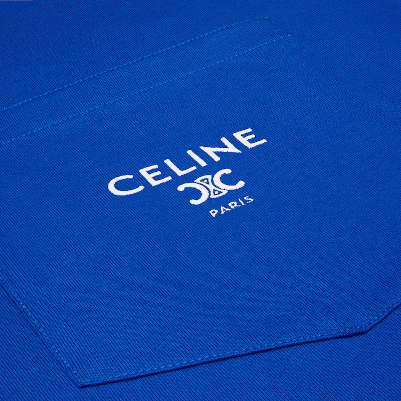 T-SHIRT IN cotton jersey - ROYAL BLUE / OFF WHITE -  - 1 | CELINE
