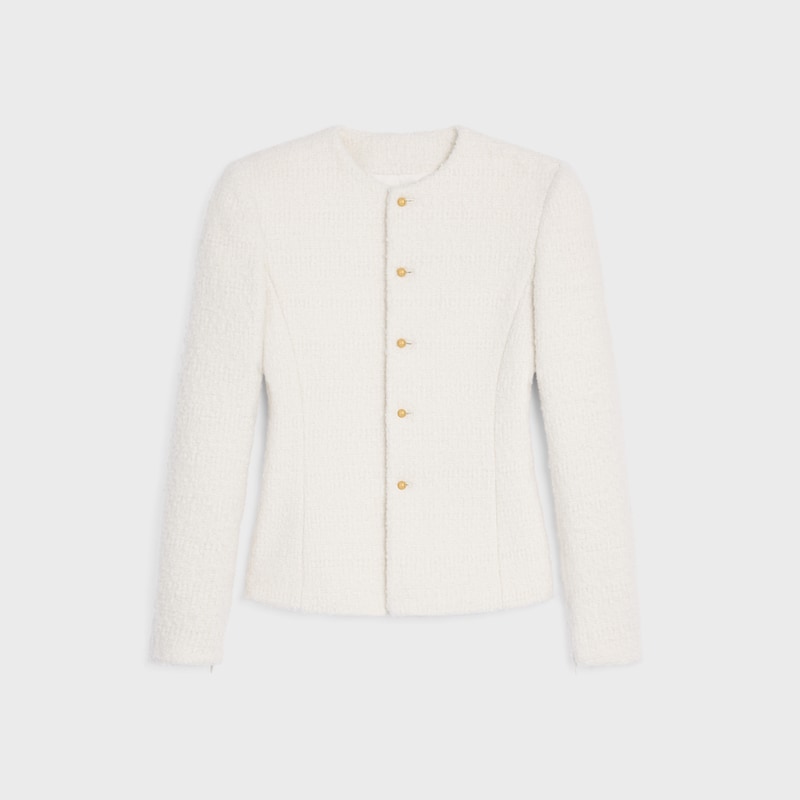 jacket IN cashmere and wool natté - WHITE -  - 1 | CELINE