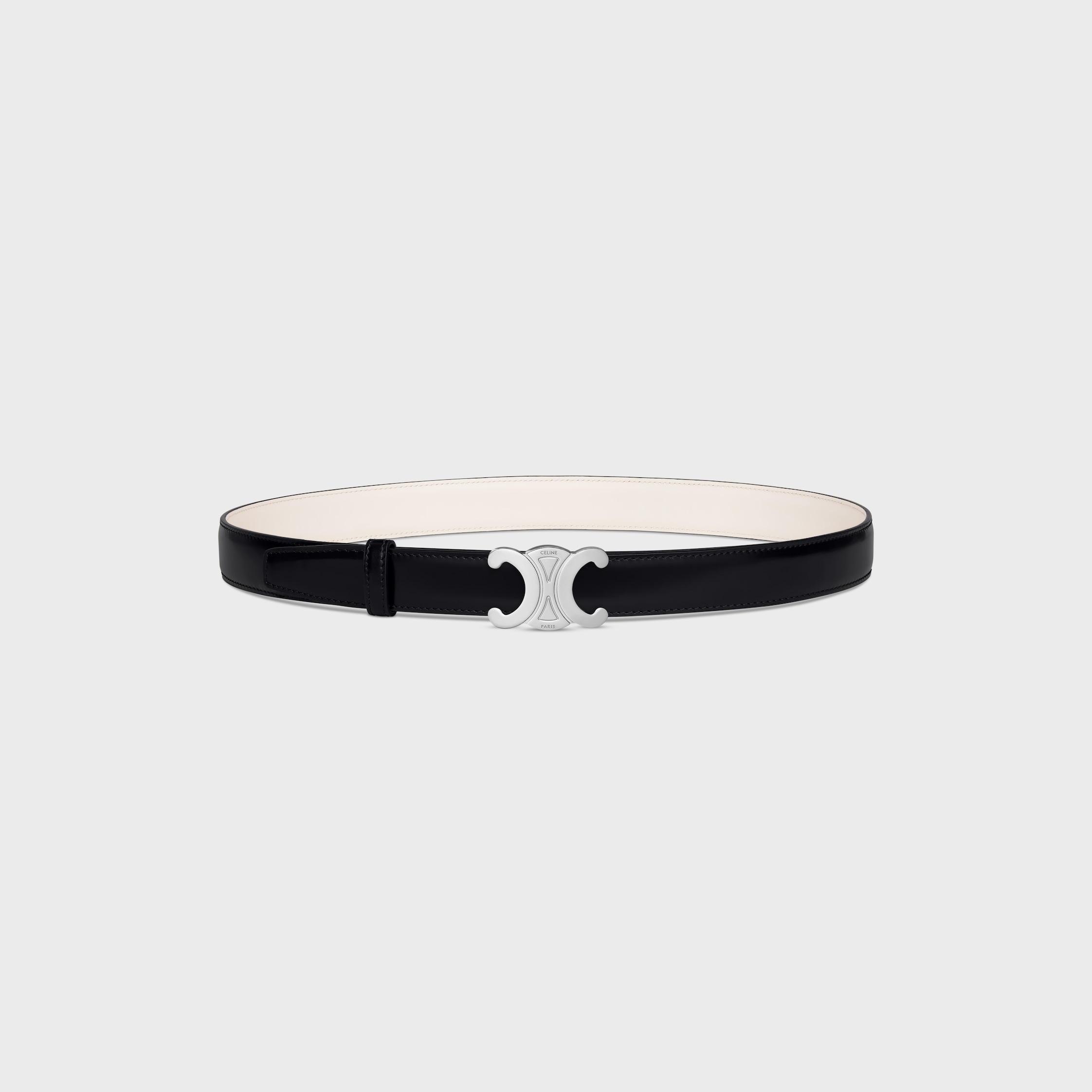 TRIOMPHE BUCKLE & REVERSIBLE STRAP 25MM - BLACK / RICE | CELINE