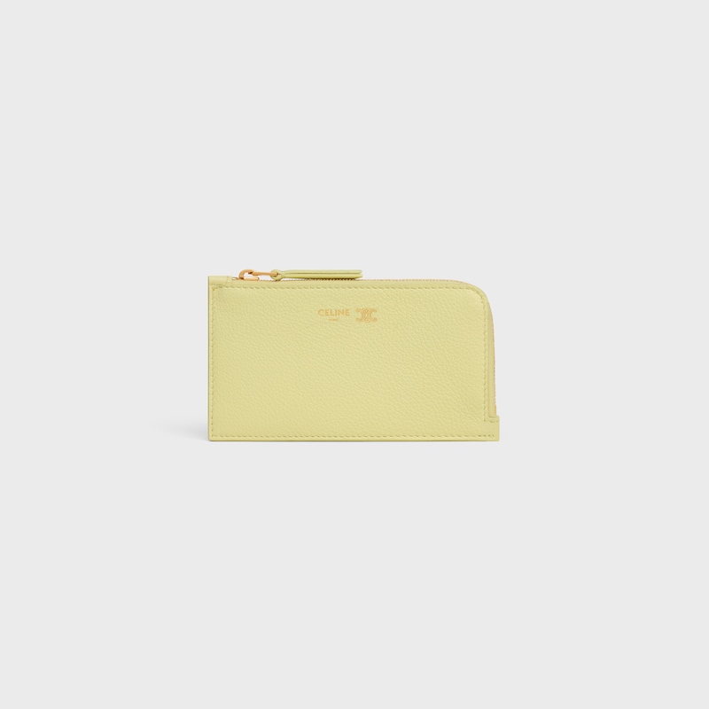 LONG ZIPPED CARD HOLDER IN SUPPLE GRAINED CALFSKIN - CITRUS / SAFARI - COIN AND CARD HOLDERS - 1 | CELINE