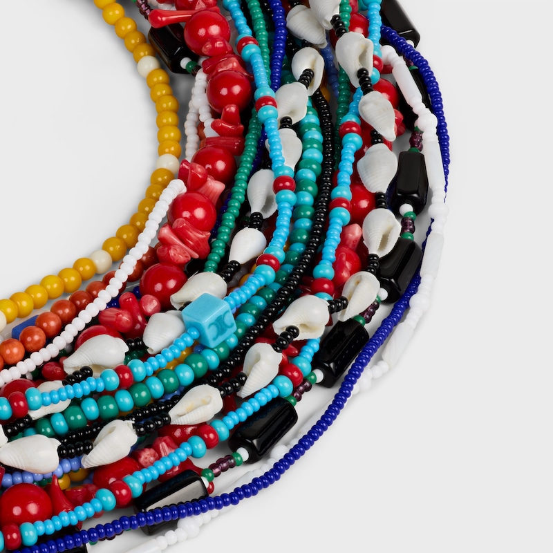 &Eacute;T&Eacute; CELINE MULTI BEADS NECKLACE IN GLASS BEADS, STONES AND BRASS WITH GOLD FINISH - MULTICOLOR - NECKLACES - 1 | CELINE
