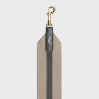 Short Strap in textile and calfskin - Natural / Grey - BAG CHARMS - 2 | CELINE