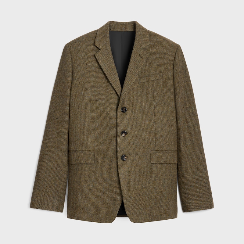 CHAQUETA ENTALLADA DE TRICOTINA DE LANA - MILITAR -  - 1 | CELINE