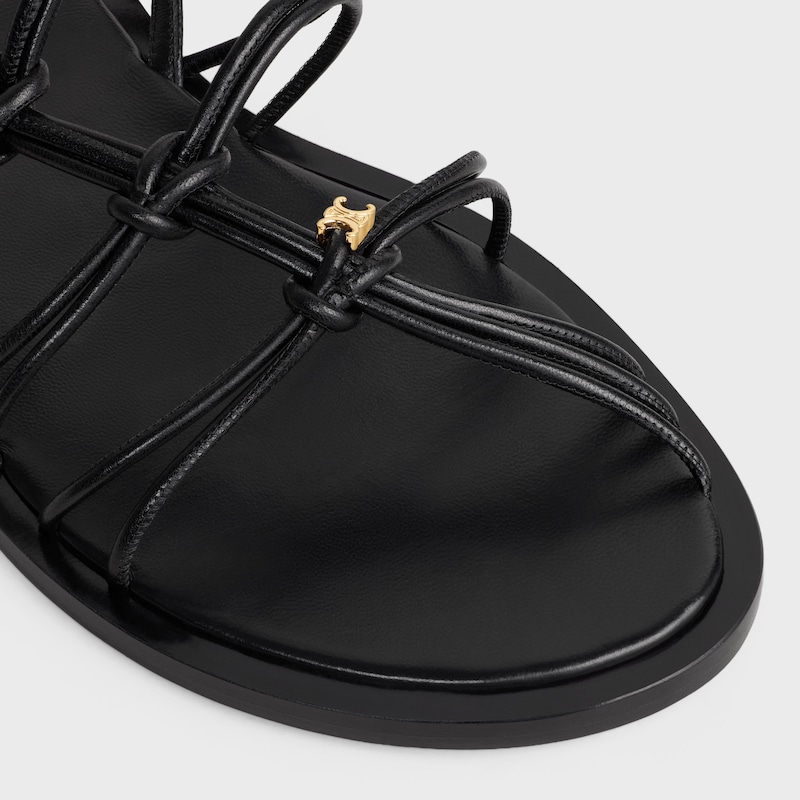 KNOTS TRIOMPHE FLAT SANDAL IN GOATSKIN - BLACK -  - 1 | CELINE