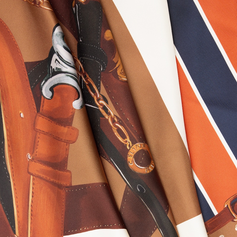 square IN silk twill - COGNAC/NAVY/WHITE -  - 1 | CELINE