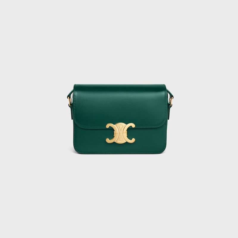 Teen Triomphe Bag in shiny calfskin - RACING GREEN - CROSS-BODY BAGS - 1 | CELINE