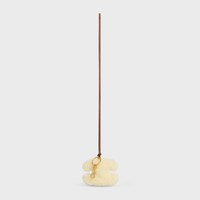 TRIOMPHE pom-pom keyring in SHEARLING AND SMOOTH CALFSKIN with Gold Finishing - NATURAL / TAN - CHARMS AND ACCESSORIES - 1 | CELINE